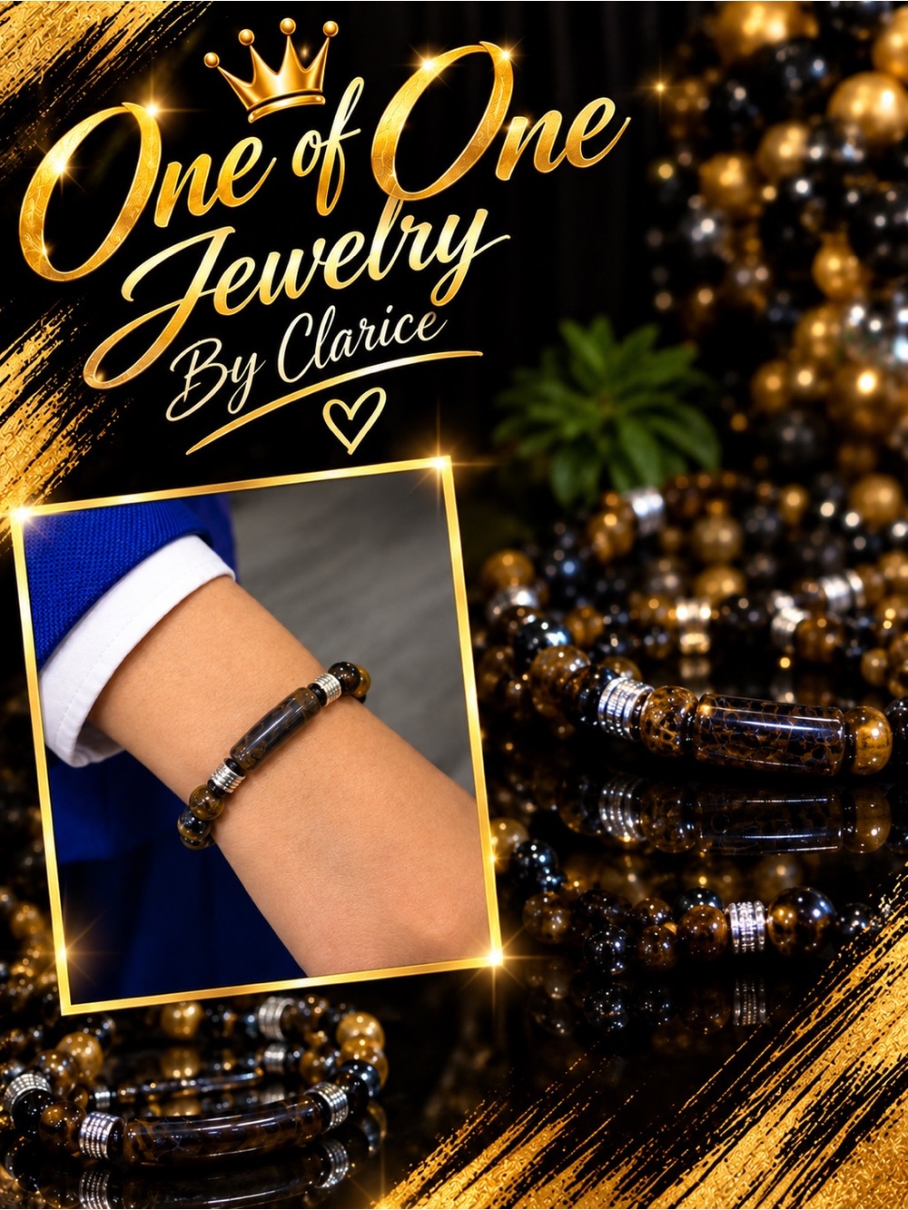 — mens tiger eyed braclet and Gold Beaded Bracelet no